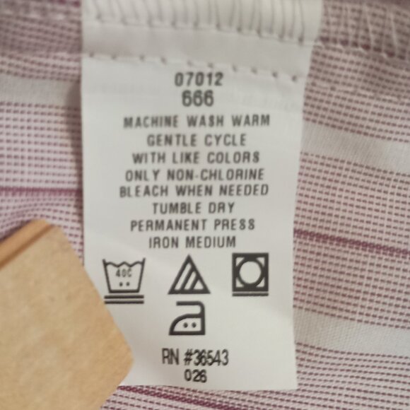 Van Heusen Men’s Fitted Button Down Shirt Pink Maroon White Stripes Size 17 NWT - Picture 9 of 16